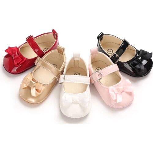 Toddler Baby Girls Lovely First Walkers Princess Shoes Solid Bowknot Footwear Non-slip Flat Walking Fashion Shoes 0-18 Months