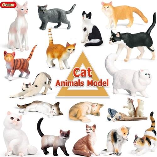 Oenux Lovely Cat Animal Simulation Sphynx Kitten Siamese Cat Model Action Figure Pet Decoration Miniature Figurines Toy For Kid