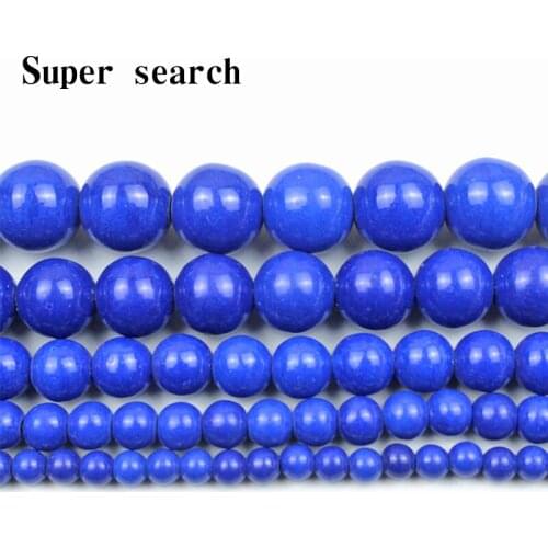 Round Blue Imitation lapis lazuli Stone DIY Loose Beads Necklace Bracelet For Jewelry Making Beads Strand 15 Inches Wholesale