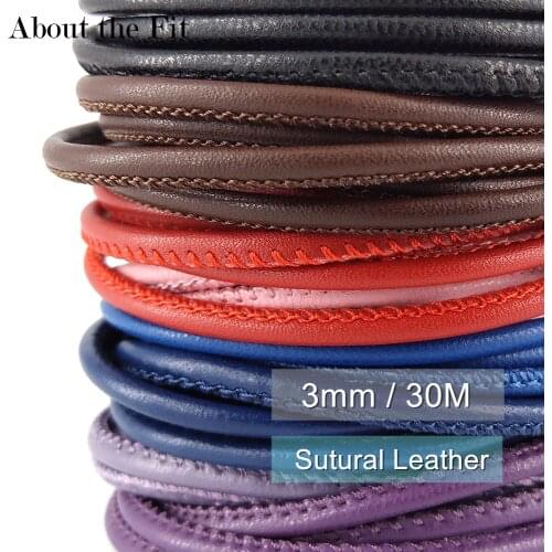 About the Fit 3mm 30M Sutural Leather Stitched Lamb Leather Cord With Cotton Core Beads Lacing Rope Bracelet Necklace Handcrafts
