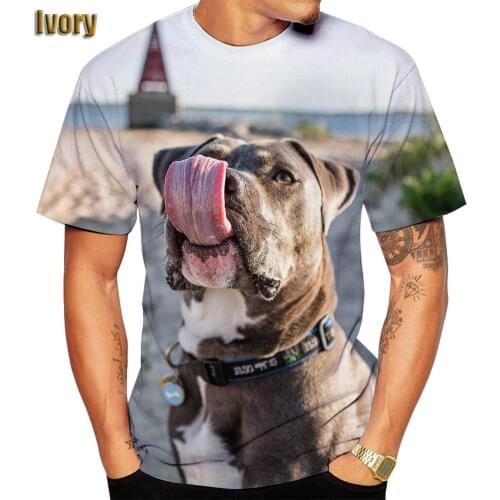 New Listing 3D Pitbull Dog Printed Casual T-shirt Men/womens Cool Pitbull Graphic Hipster Short Sleeve Tops Tee
