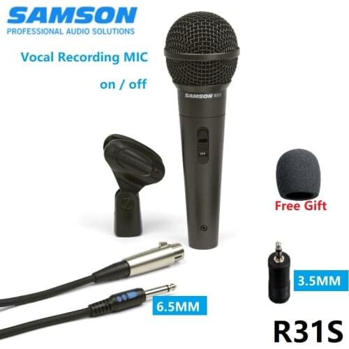Samson R31S Professional Live Vocal & Instrument Mic Dynamic Handheld Microphone For Karaoke And Recording,With Cable&Mic Clip