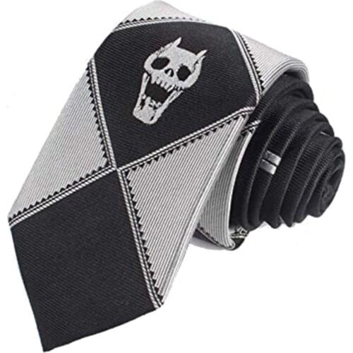 Anime JoJo Bizarre Adventure Necktie KILLER QUEEN Kira Yoshikage Skull Neck Tie Halloween Cosplay Costumes Accessories Man Woman