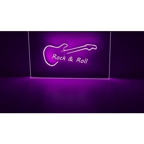 Special Gift Rock And Roll Guitar Music New Led Neon Light Sign Beer Bar Bub Club LED Neon Light Sign Acrylic Decorative Plate