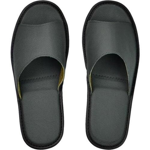 Genuine Cow Leather slippers couple indoor non-slip men women home fashion casual single shoes TPR soft soles spring summer