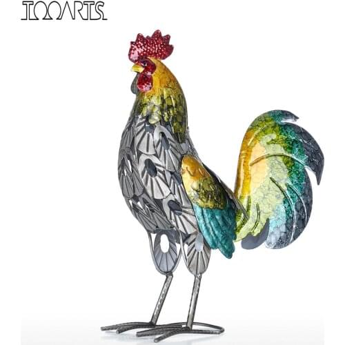 Tooarts Rooster Sculpture Modern Iron Ornament Art Decor Handicraft Shelf and Desk Decoration Vibrant Colors