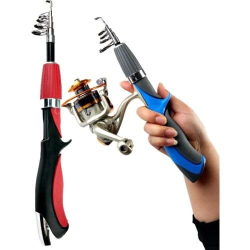 50Pcs/Lot Carbon Fiber Rod Superhard Boat Ice Fly Lure Fishing Rod With High Quality Fishing Reel Fishing Tackle Set 1.4M