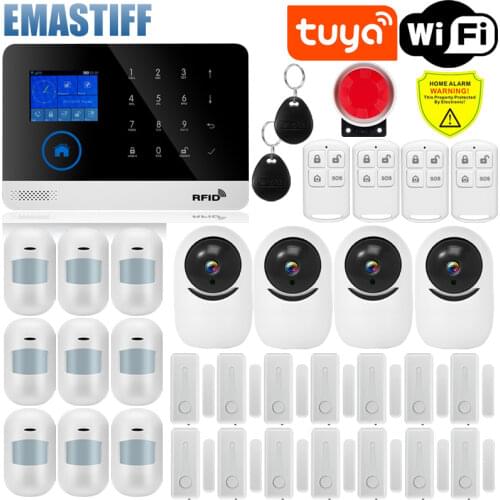 Tuya Smart WIFI GSM Security Alarm System Works With Alexa Home Burglar Motion Detector Smoke Door Window Sensor IP Camera