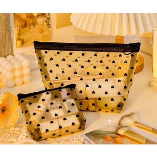 Large - capacity portable transparent mesh to store travel toiletries makeup bag J03