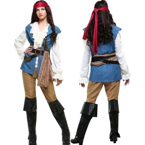 Adult Woman Caribbean Pirate Costumes Halloween Pirates Fancy Dress Ladies Role Play Cosplay Clothing party Carnival Costume