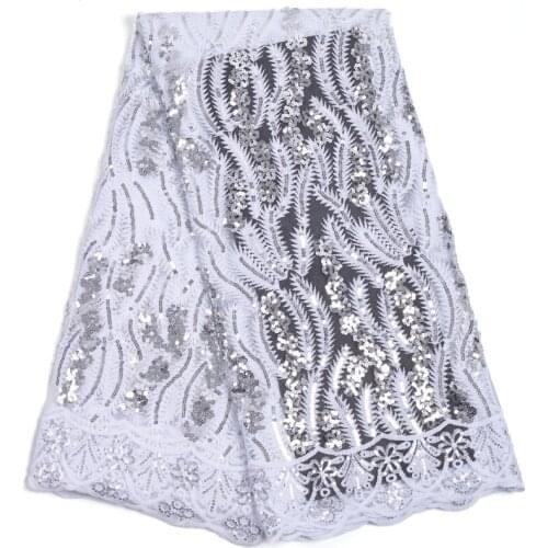 Zhenguiru High Quality Sequined African Lace Fabric Tulle French Lace Fabric Embroidery Nigerian Fabric For Women Wedding A2217