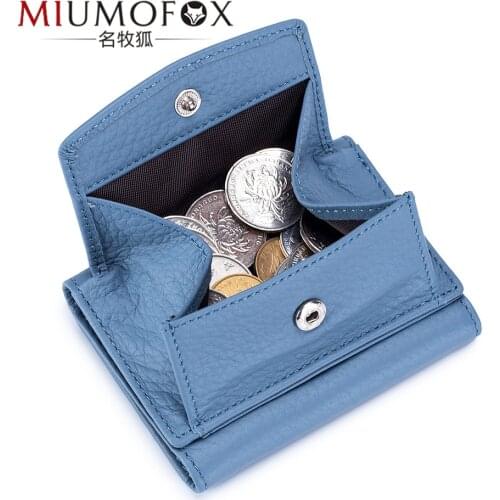 Genuine Leather Womens Wallets and Purses Fashion Small Wallet with Mini Coin Pocket Rfid Blocking Purse Designer Portfel Damski