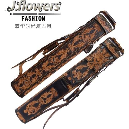 JF6-AB006 Billiard Case 6 Holes 2B4S Genuine Leather Case Top Handmade 90*13*10cm Oval Embroidery Bag Billiard Accessories