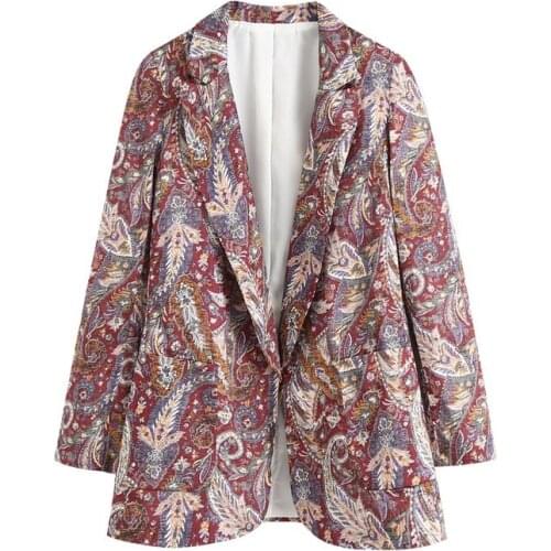 2021 Fall New Women Chic Printing Long Sleeve Leisure Blazer Coat Ladies Casual Pockets Open Stitch Outwear Suit Tops Streetwear