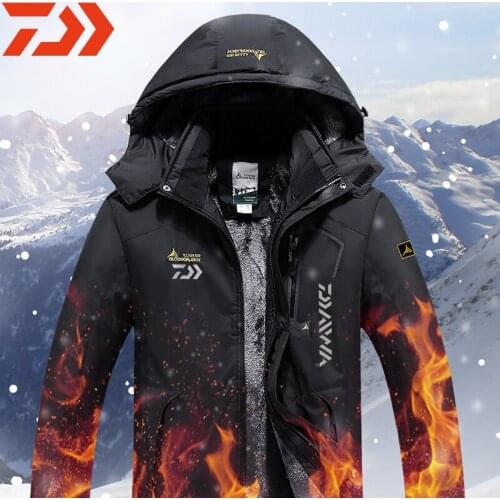Mens Daiwa Fishing Jackets Winter Waterproof Warm Coat Men Fleece Thick Outwear Overcoat Male Outdoor Fishing Clothing 8XL