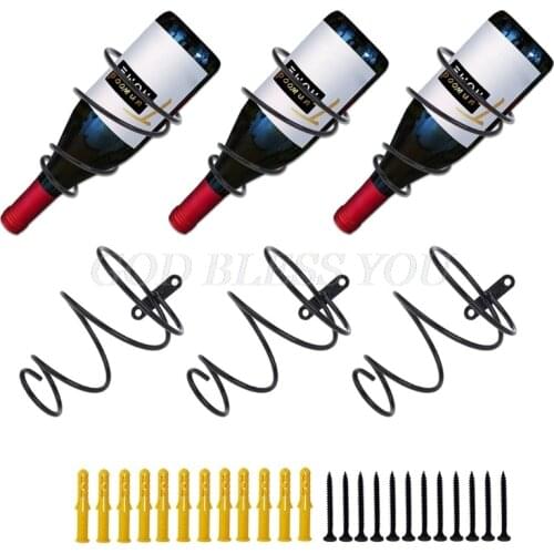 1/3/5 Pcs/set Metal Wall Mounted Wine Racks Red Wine Bottle Display Holder with Screw Hollow Hanging Wine Rack Organizer