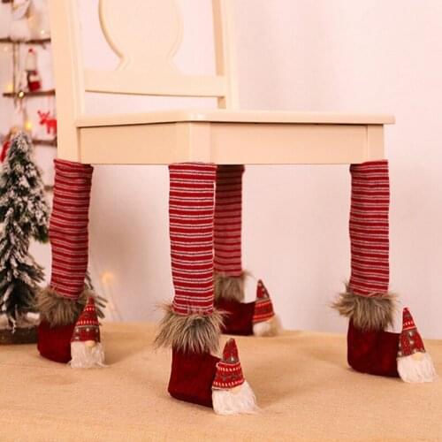 1 Pc Christmas Table Leg Cover Funny Xmas Chair Stool Leg Cover Home Decoration Tables Chairs Covers Non-slip Cases