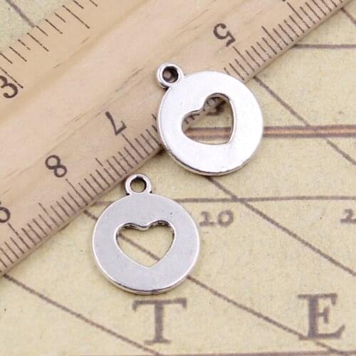 20pcs Charms Heart Cut Out 15mm Tibetan Silver Color Pendants Antique Jewelry Making DIY Handmade Craft Pendant