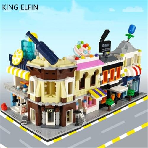 269pcs creative city flower shop cake shop cinema Mini streetscape building block model girls house DIY bricks toy gifts 2310-14