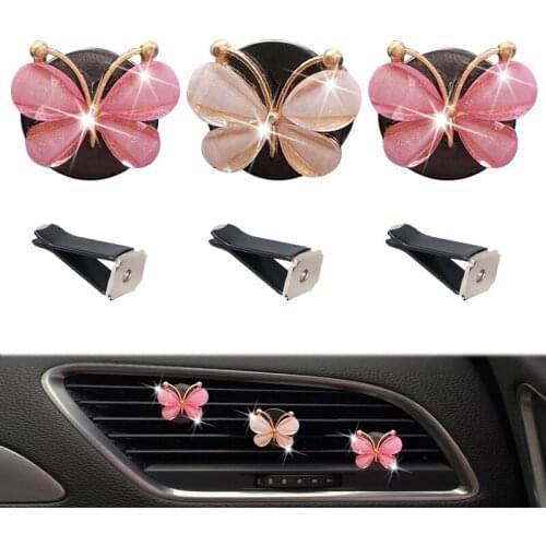 3 pcs Car perfume Colorful metal butterfly car exhaust vent decoration decoration alloy butterfly Automobile decorative clip