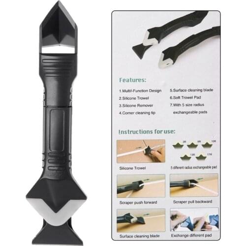 DIY 3 In 1 Sealant Angle Scraper Silicone Trowel Grout Caulk Corner Remover Tool
