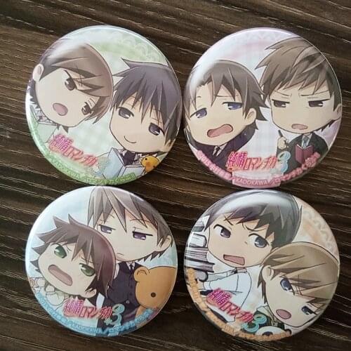 4pcs/set Rotten girl BL Kawai Junjou Romantica Usami Akihiko Misaki Usami Pin Badge Brooch Badge Comic Queer Viewer