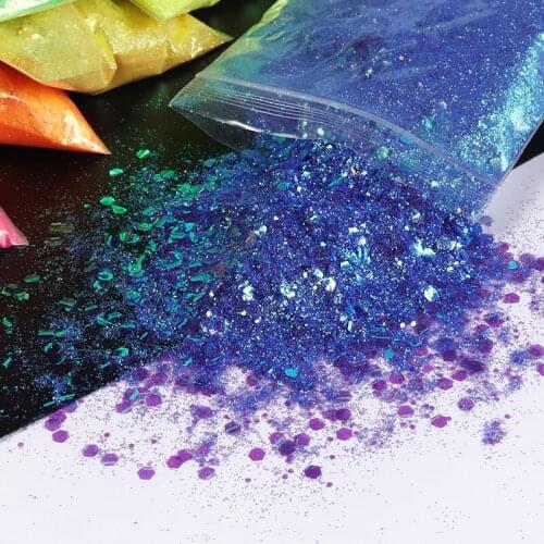50g Chameleon Hexagon Shape Candy Color Chunky Glitter Nail Sequins For Nail Art Decorations Mermaid Flakes Manicure Accessories