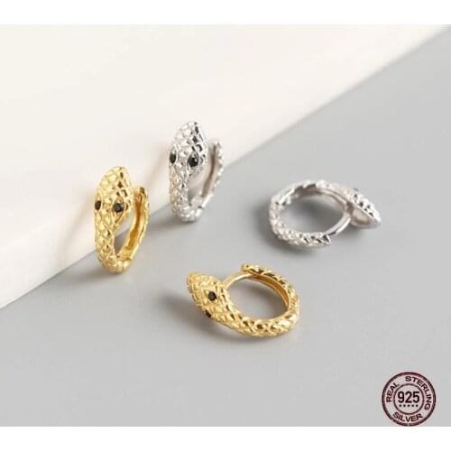 925 Sterling Silver Piercing Snake Hoop Earring For Women Girls Wedding Jewelry eh1248