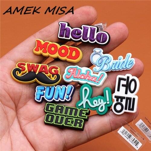 High imitation PVC English Vocabulary Greetings Shoe Accessories Decorations Jibz for Croc Shoes Charms Fit Bracelet Kids Gifts