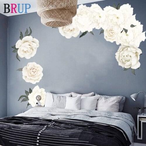 White Peony Beautiful Flowers Wall Stickers for Living Room Wall Decal Baby Nursery Murals Wall Decor Poster Murals