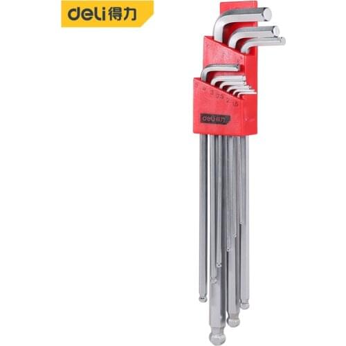 Deli 9PCS Double-End L-Type Ball Head Hex Wrench Screwdriver Set Allen Key Hexagon Spanner Key Set With Sleeve Tools Bicycle