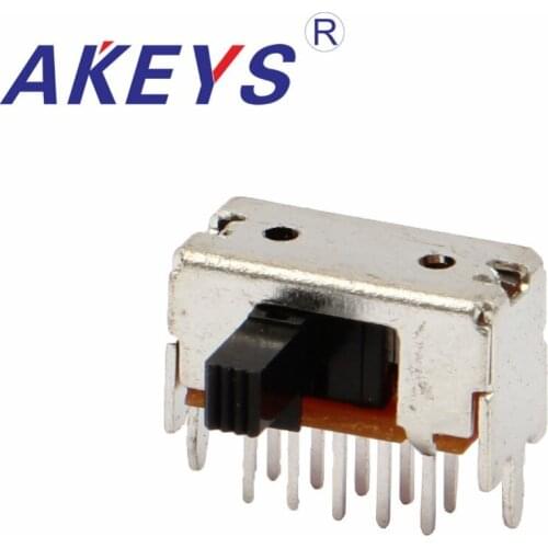 10PCS SK-23D55 2P3T Double pole three throw slide switch side insert 10 pin with 2 fixed pin for toys