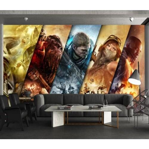 European modern game background wall Internet cafe 3D background wall decoration wallpaper murals