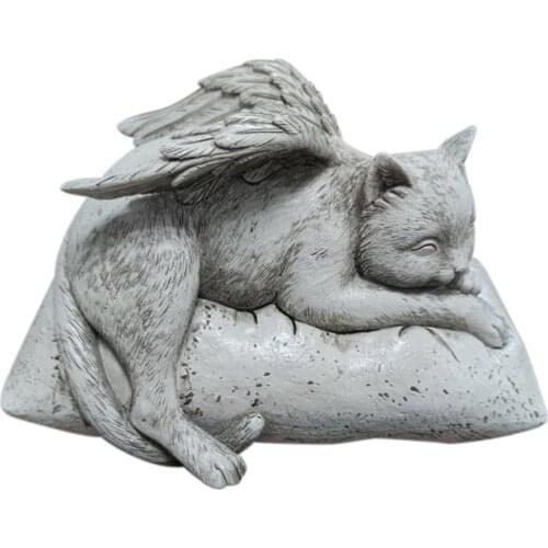Angel Sleeping Cat Statue Resin Memorial Outdoor Pet Tombstone for Pet Monument Garden Yard Decoration Memorable Sculpture