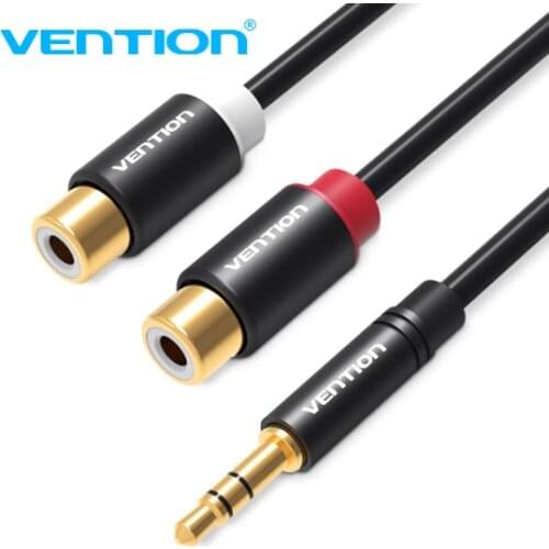 Vention RCA Cable 2RCA female to 3.5mm male Audio Cable Gold-plated Aux Cable Stereo Audio Splitter Y Cable for Amplifier