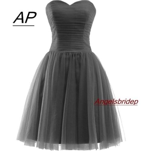 ANGELSBRIDEP Short Grey Homecoming Dress 2021 Mini Tulle Sweetheart Homecoming Dresses Lace-up Homecoming Gowns Graduation Dress