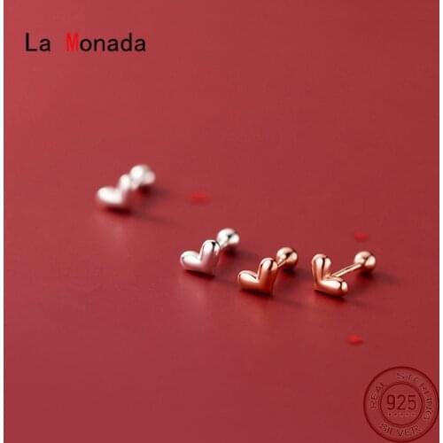 La Monada Women Silver Earrings 925 Stud Heart Small Earrings For Girls Stud Earrings Korean Beautiful Women Jewelry Female Nut