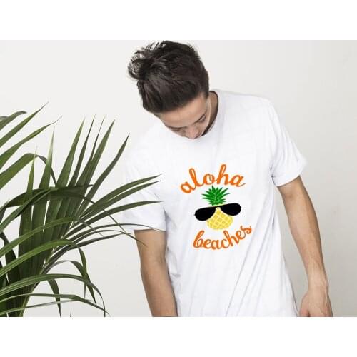 Summer Mens Pineapple White T-Shirt Graphic Tees Short Sleeve Round Neck Streetwear Travel Tops Male Fashion Harajuku Clothing