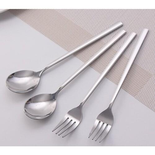 4 pcs set Long Serving Stainless Steel Salad Fork Set Restaurant Service Spoon Public Tableware Buffet salad sevice