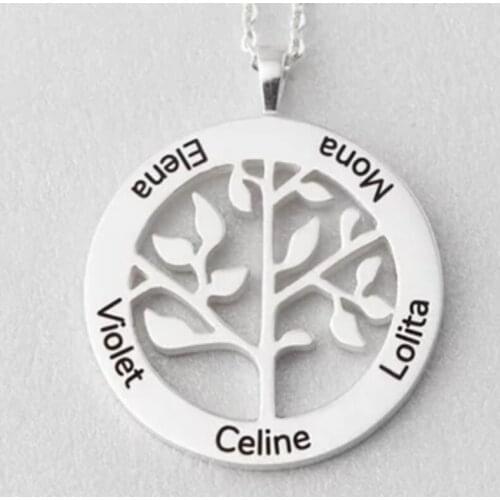 Personalized 4 names family tree Necklace fashion cooper high quality pendant necklace N2043