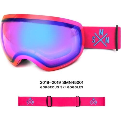 SMN Snow glasses Large Mirror Men and Women Genuine double anti-fog skiing Goggles UV graced spherical Snowboarding eyewear Box