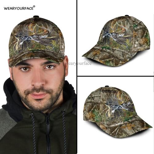Running Deer Hunter Wildlife 3D All Over Printed Snapback Hat Men Women Adult Hip Hop Headwear Outdoor Sun Visor Baseball Cap