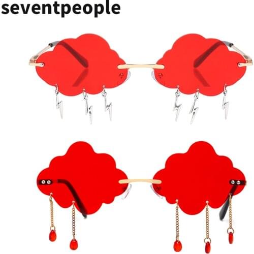 Fashion Rimless Cloud Lightning Sunglasses Women Unique Clouds Sun Glasses For Female Frameless Irregular Decorative Eyeglasses