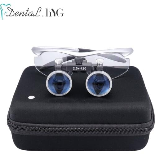 2.5X/3.5X Dental Loupe Binocular Magnifier Head Wearing Ultralight Adjustable Dentist Surgical Loupes Dental Eyeglasses Silver