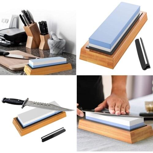 Whetstone Waterstone Sharpener With Non-slip Bamboo Base Sharpenning
