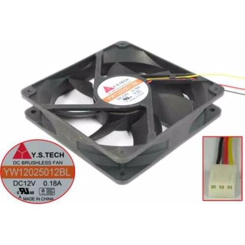Y.S TECH YW12025012BL Server Cooling Cooling Fan DC 12V 0.18A 120x120x25mm 3-wire