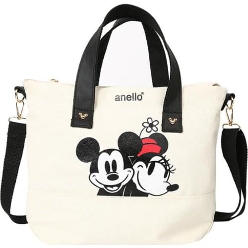 Disney Mickey Mouse Lady Canvas Crossbody Shoulder Bag Cartoon Fashion Minnie Handbag Large Capacity Shopping + Book Bag