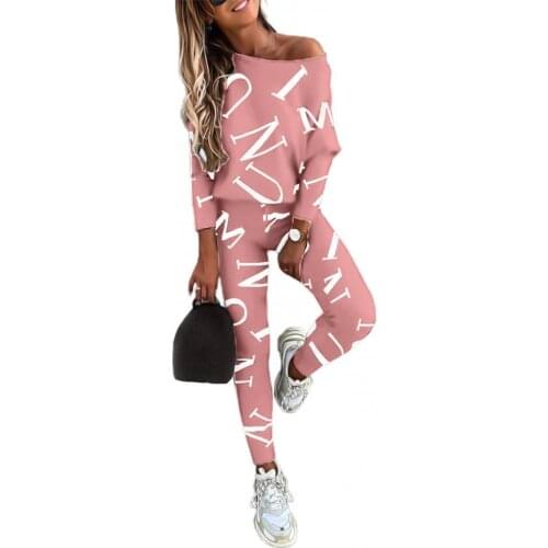 Plus Size Womens Yoga Set Soft Outfit Letters Print Long Sleeve Top Spring Tracksuit Casual Sports Fitness Yoga Suit