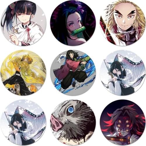 58mm demon slayer kimetsu no yaiba Icons Pins Badge Decoration Brooches Metal Badges For Backpack Decoration