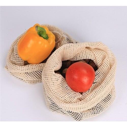 1PC Reusable Produce Bags Cotton Vegetable Bags Mesh Bags With Drawstring Home Kitchen Fruit And Vegetable Handbag Shopping bags